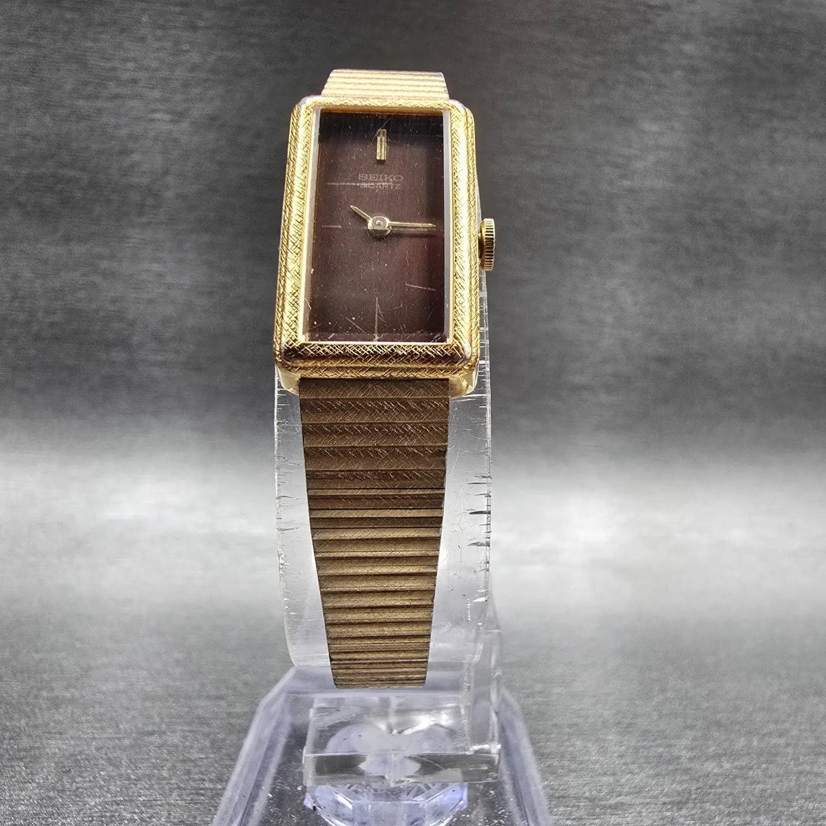 Seiko Watch Women 13mm Brown Dial Gold Tone Rectangle 1320-5299 New Battery5
