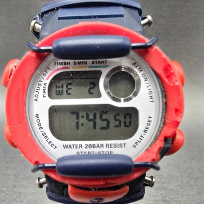Casio Baby-G BG-370 Watch Women 34mm Blue Red Digital Alarm Chronograph New batt1