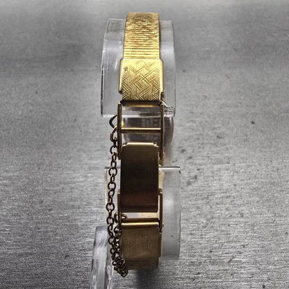 Citizen CQ Watch Women 16mm Black Dial Gold Tone Rectangle 2951-293789 New Batt7