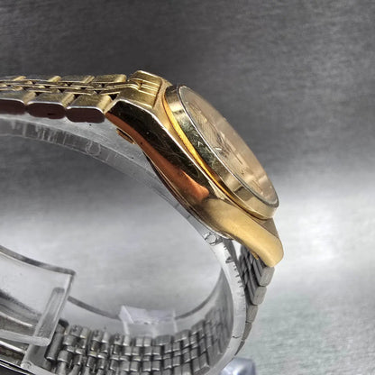 Seiko SQ Watch Women 23mm Gold Dial Gold Tone Daydate Round 2A23-0029 New Batt3