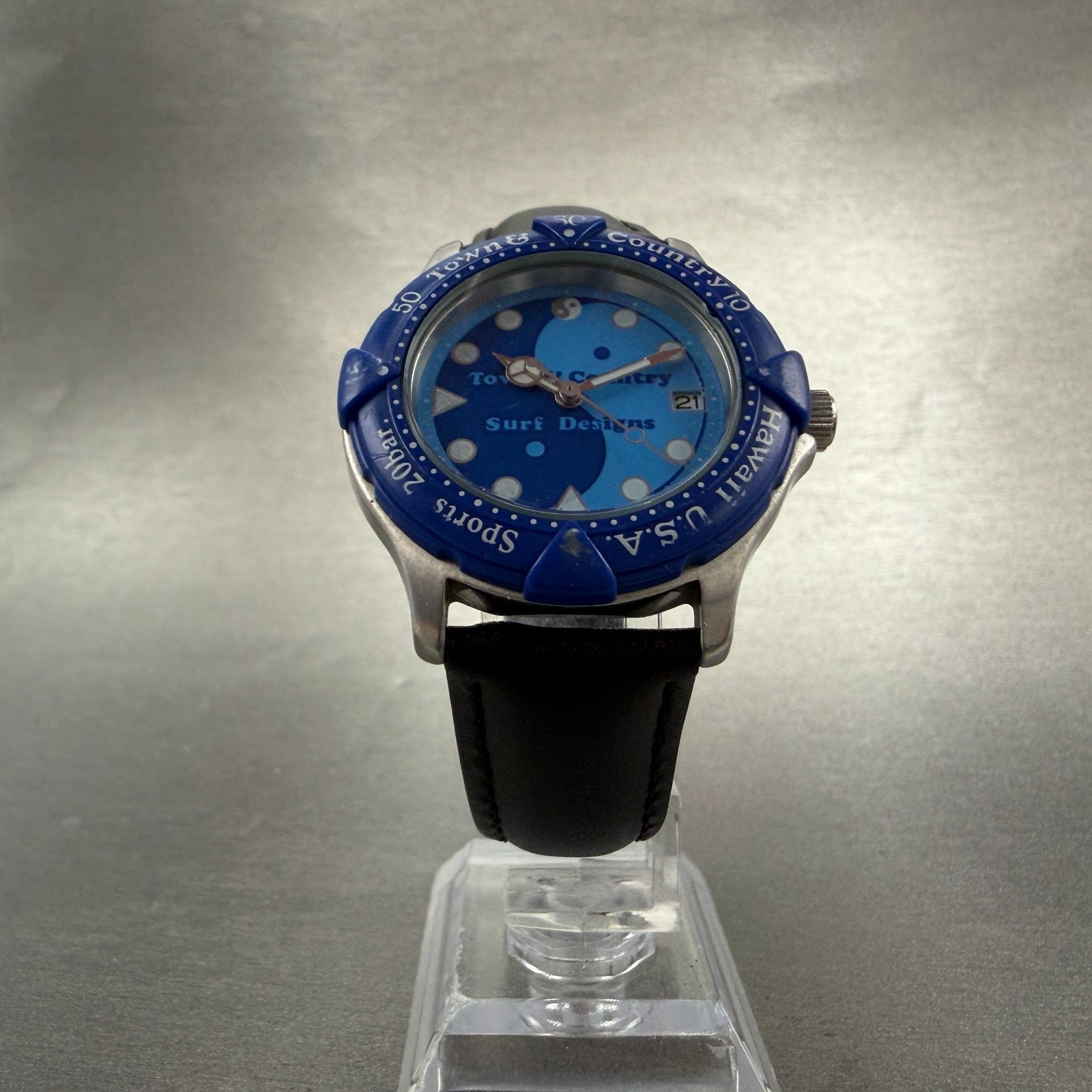 Orient Town & Country Dive Watch Men 36mm Blue Dial Silver Tone Date New Battery5