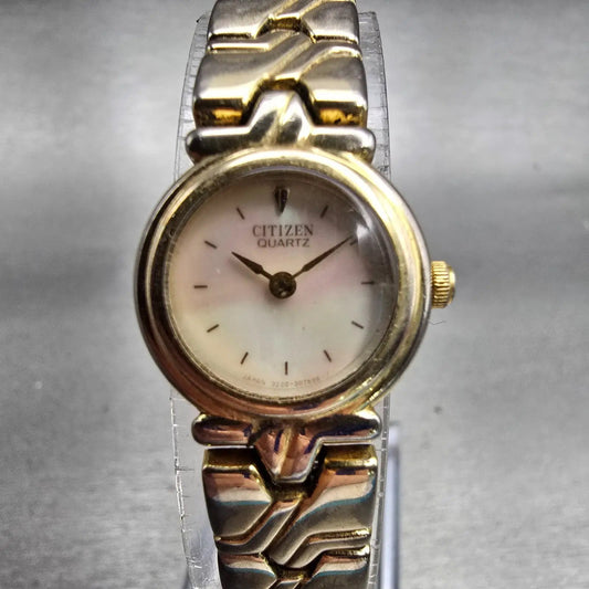 Citizen Watch Women 18mm MOP Dial Gold Tone Round 3220-326113 New Battery VTG0