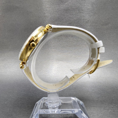 Versace Palazzo Watch Women 39mm White Dial Gold Tone Round Leather Band New Bat6
