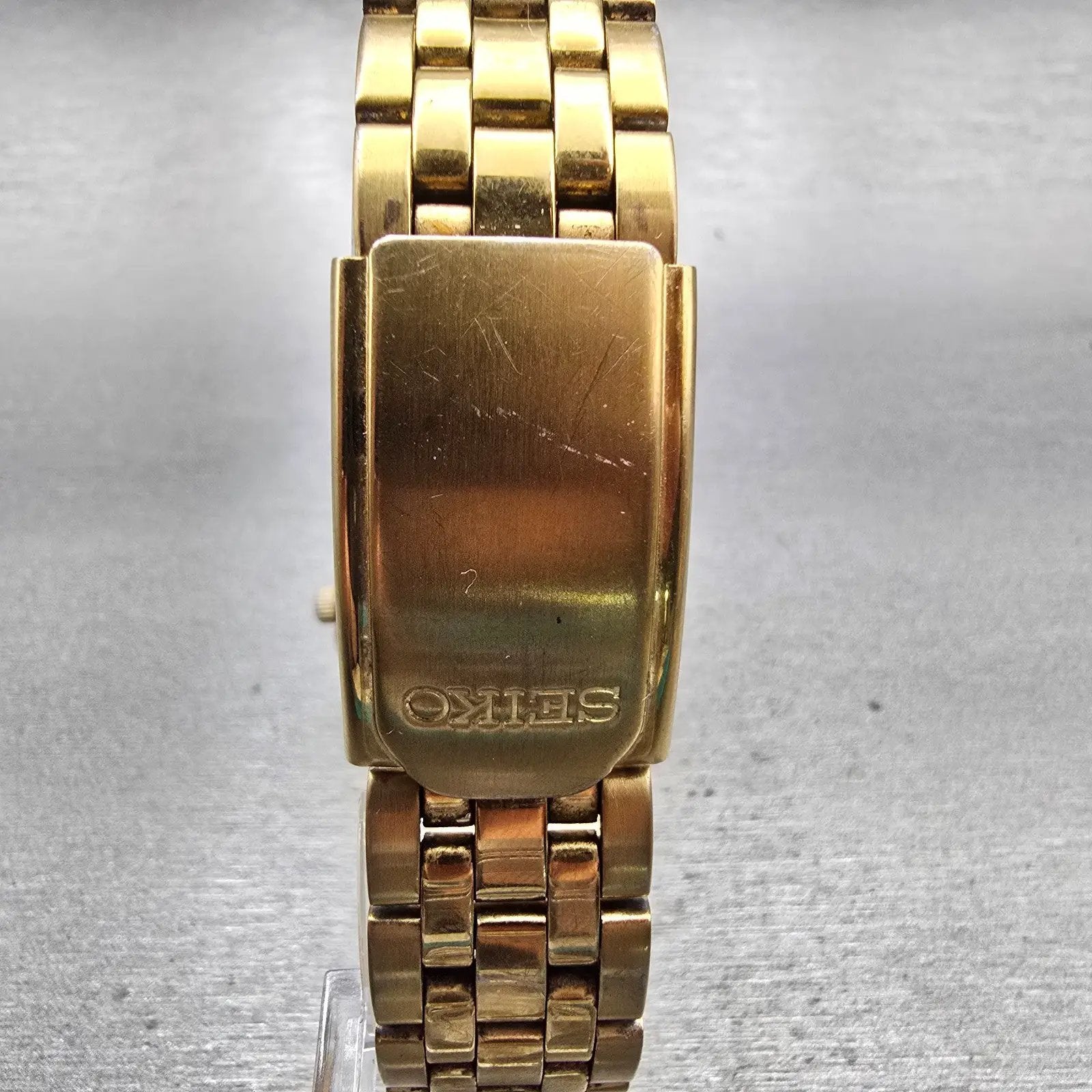 Seiko Watch Men 36mm Gold Dial Gold Tone Daydate Round 7N43-9048 New Battery VTG7