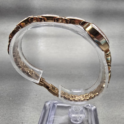 Bulova Watch Women 17mm MOP Dial Rose Gold Tone Gemmed Oval 98L200 New Battery8