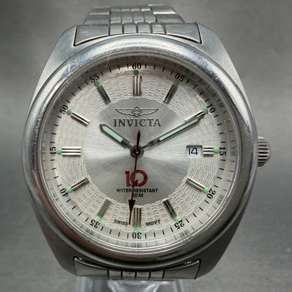 Invicta Watch Men 37mm Silver Dial Silver Tone Date Round 3251 New Battery0