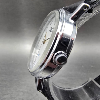 Timex Indiglo Watch Men 34mm White Dial Silver Tone Round New Battery VTG2