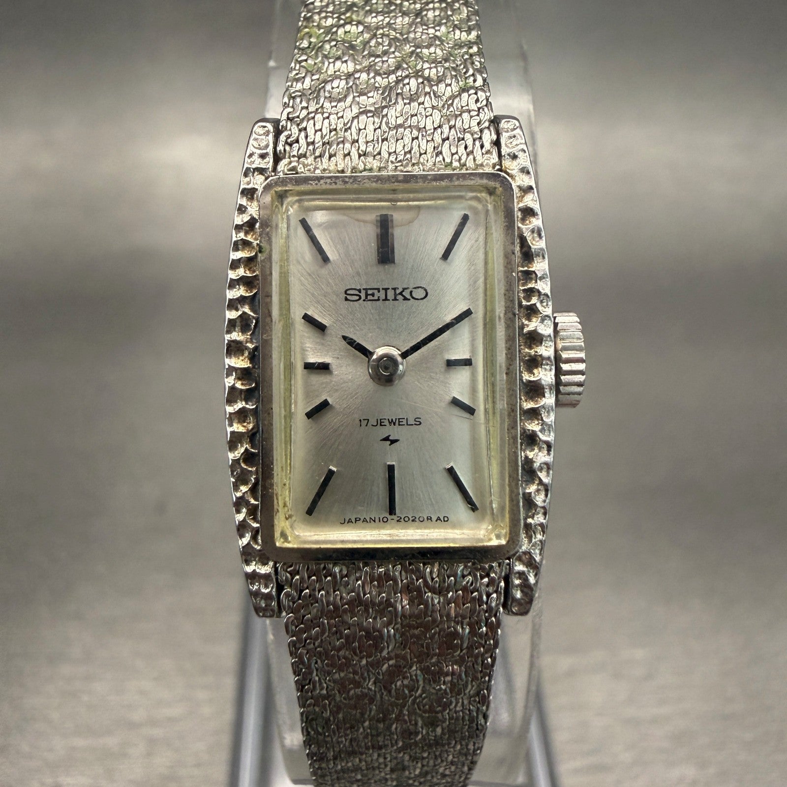 Seiko Watch Women 15mm Silver Dial Silver Tone Rectangle 10-3580 Works0