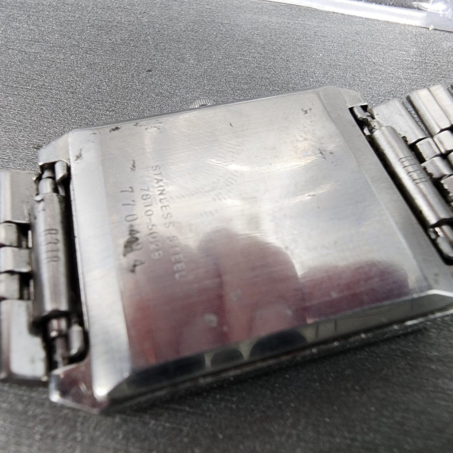 VTG Seiko Tank Watch Men 28mm Blue Dial Steel Rectangle 78105029 PARTS10