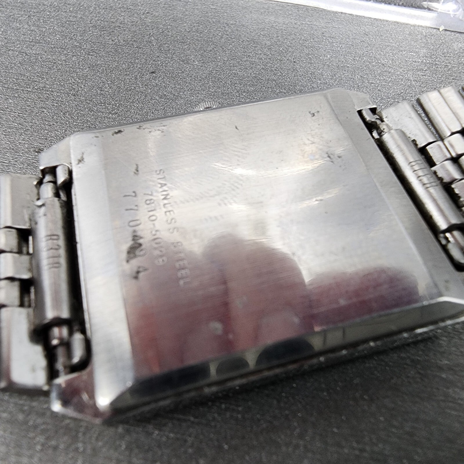 VTG Seiko Tank Watch Men 28mm Blue Dial Steel Rectangle 78105029 PARTS10