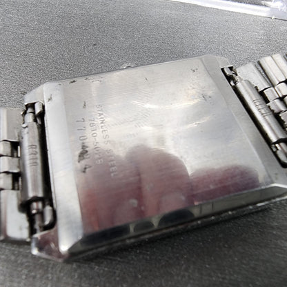VTG Seiko Tank Watch Men 28mm Blue Dial Steel Rectangle 78105029 PARTS10
