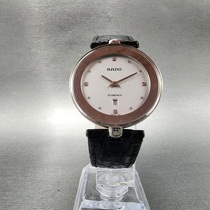 Rado Florence Watch Men 32mm Silver Dial Steel Date Round NO CRYSTAL New Batt