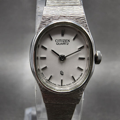 Citizen CQ Watch Women 17  White Dial Silver Tone Oval 3220S09532 New Battery1