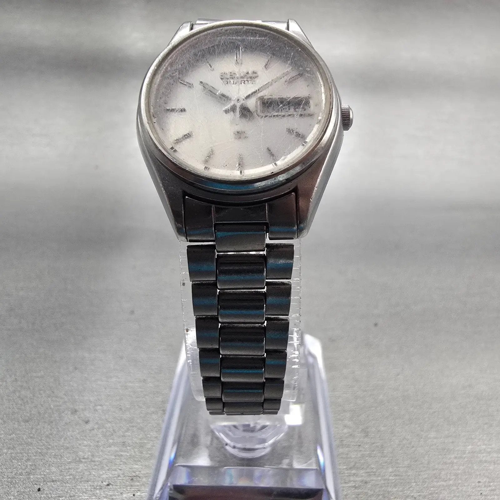 Seiko SQ Watch Women 24mm Silver Dial Silver Tone Daydate 3423-0099 New Battery5