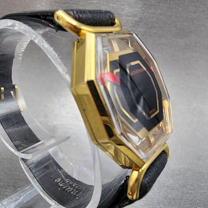Juvenia Mystery Dial Watch Women 23mm Black Dial Gold Plated Octagon Manual Wind3