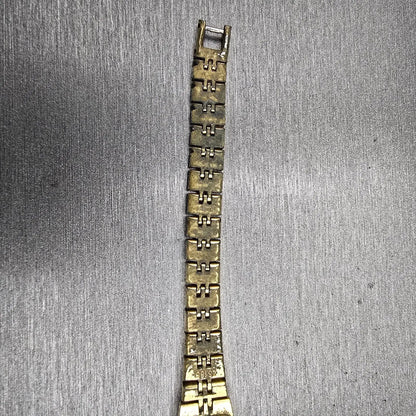 Seiko Watch Women 12mm Gold Dial Gold Tone Rectangle 2E20-5550 New Battery VTG10