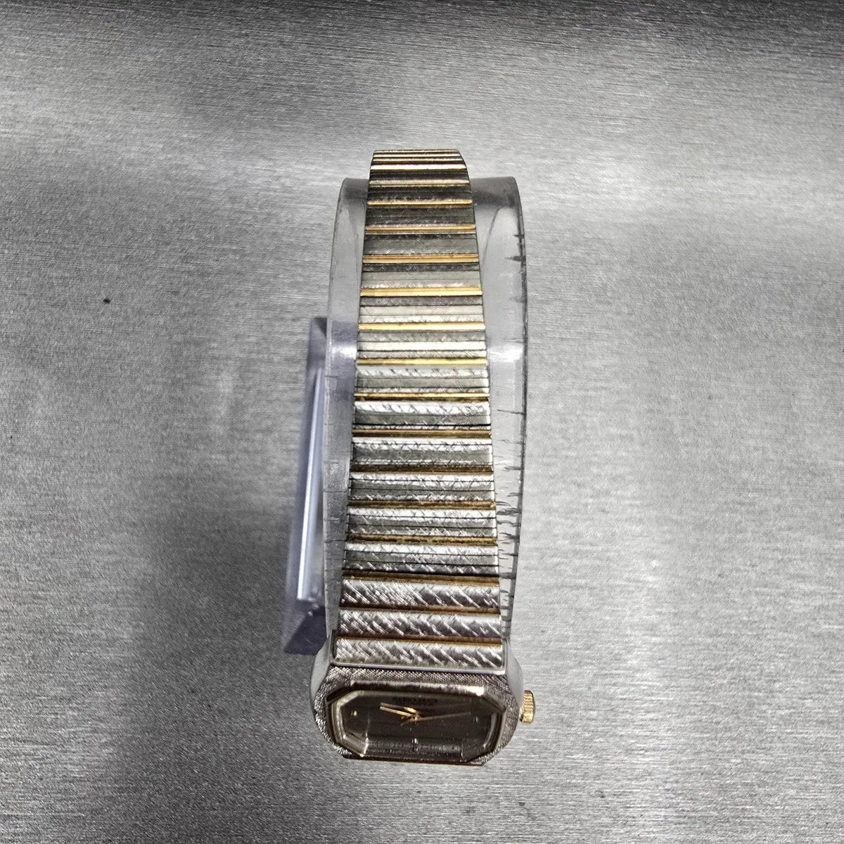 Seiko Watch Women 17mm Silver Dial Two Tone Octagon 7320-5490 New Battery VTG4