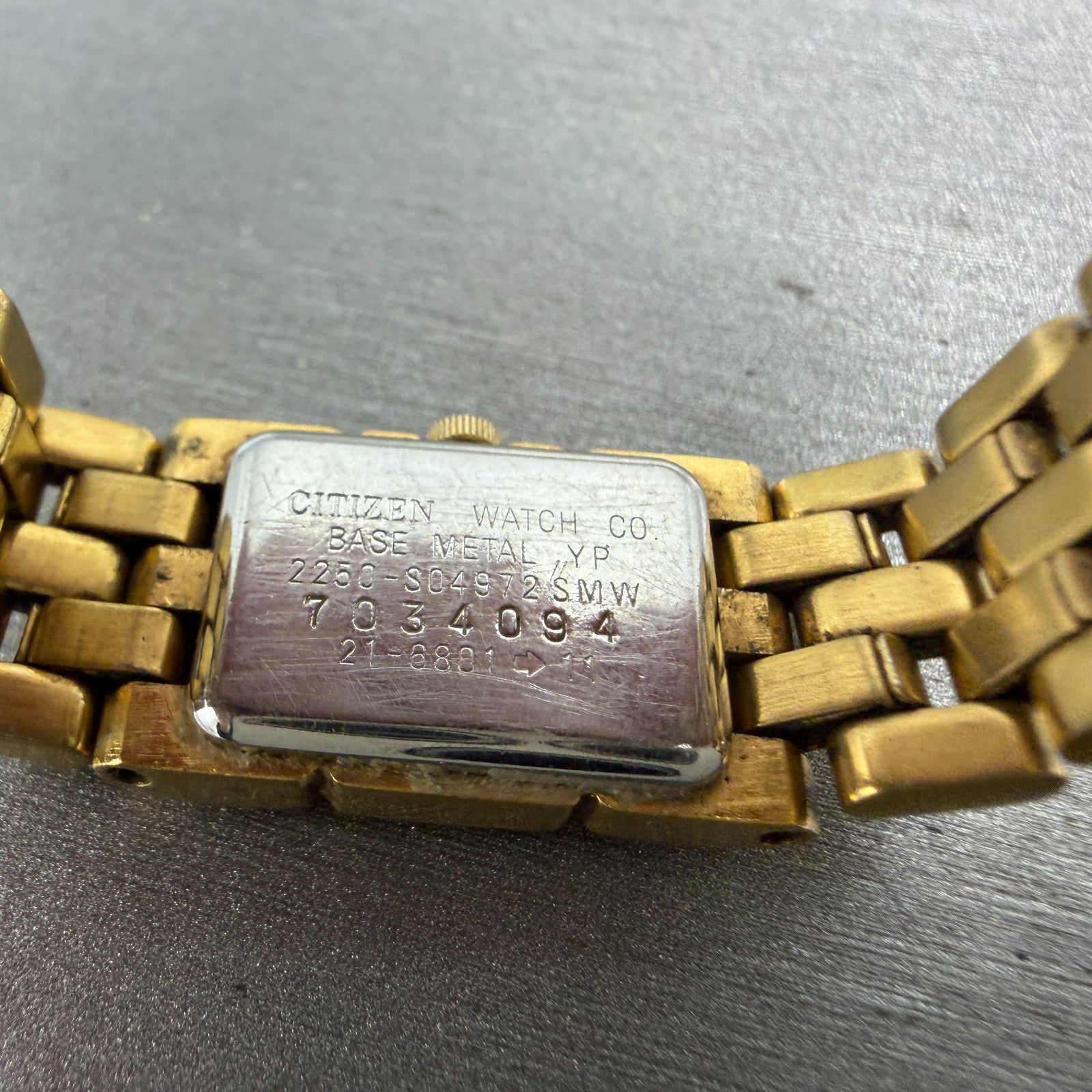 Citizen CQ Tank Watch Women 14mm Black Dial Gold Tone Rectangle New Battery VTG79