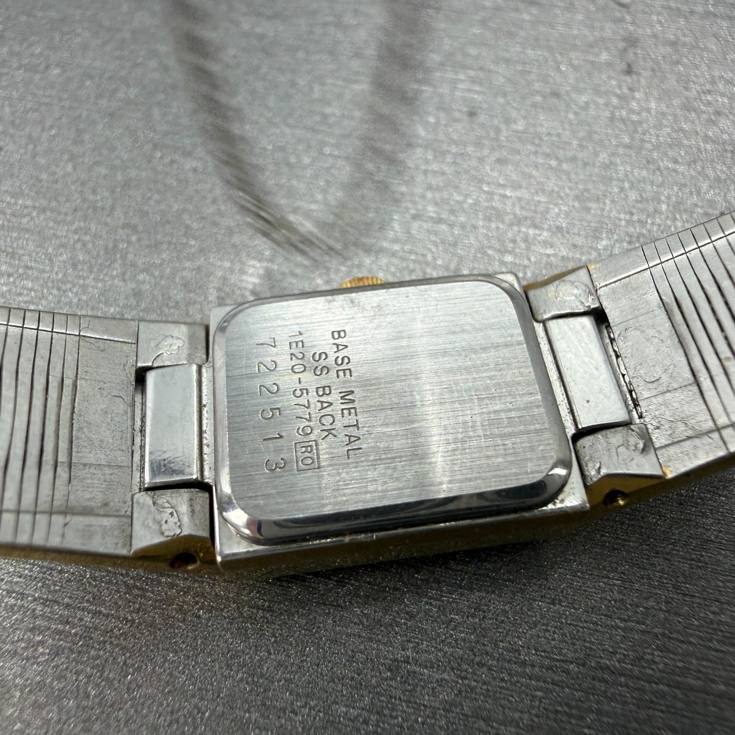 Seiko Tank Watch Women 13mm Black Dial Two Tone Rectangle 1E20-5779 New Battery9