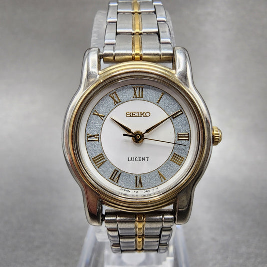 Seiko Lucent Watch Women 22mm White Dial Two Tone Round 1f210j80 New Battery0