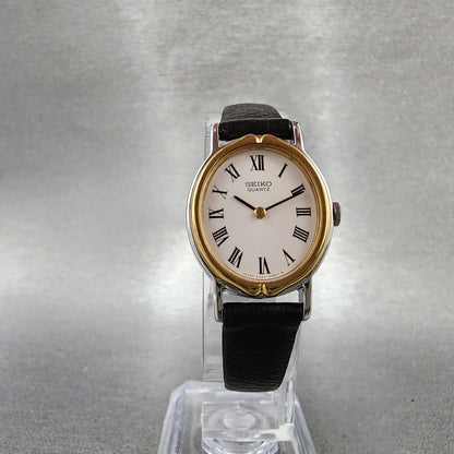 Seiko Watch Women 21mm White Dial Two Tone Oval 23206530 New Battery5