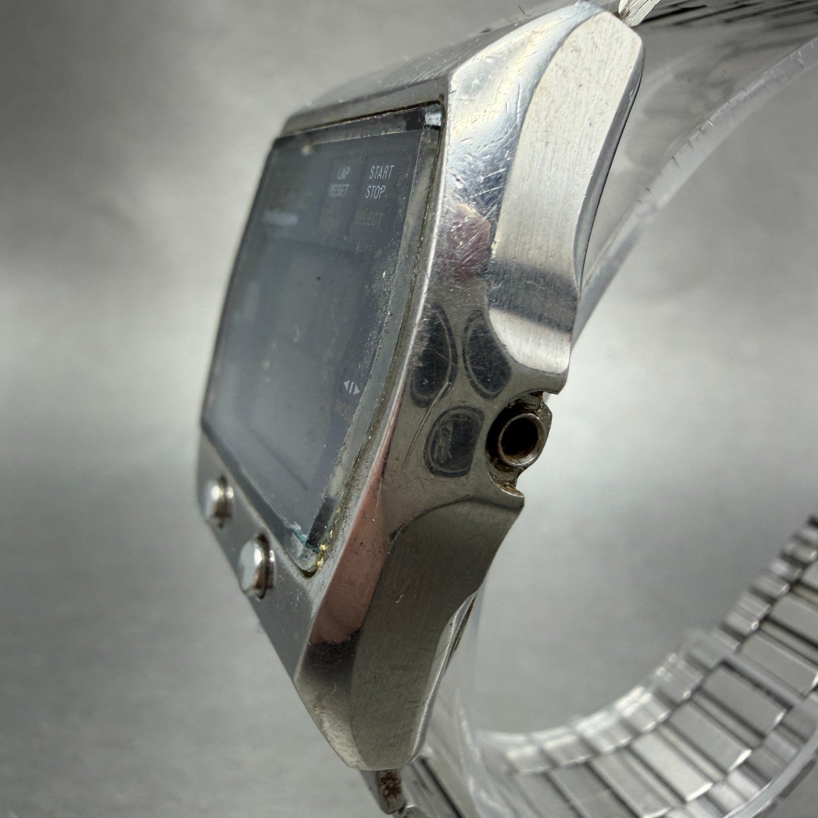Seiko Digital Watch Men 35mm Silver Tone Chronograph 0634-5000 PARTS Vintage3