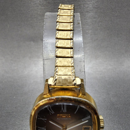 Seiko Automatic Watch Women 23mm Brown Dial Gold Tone Date 24157008 Runs4