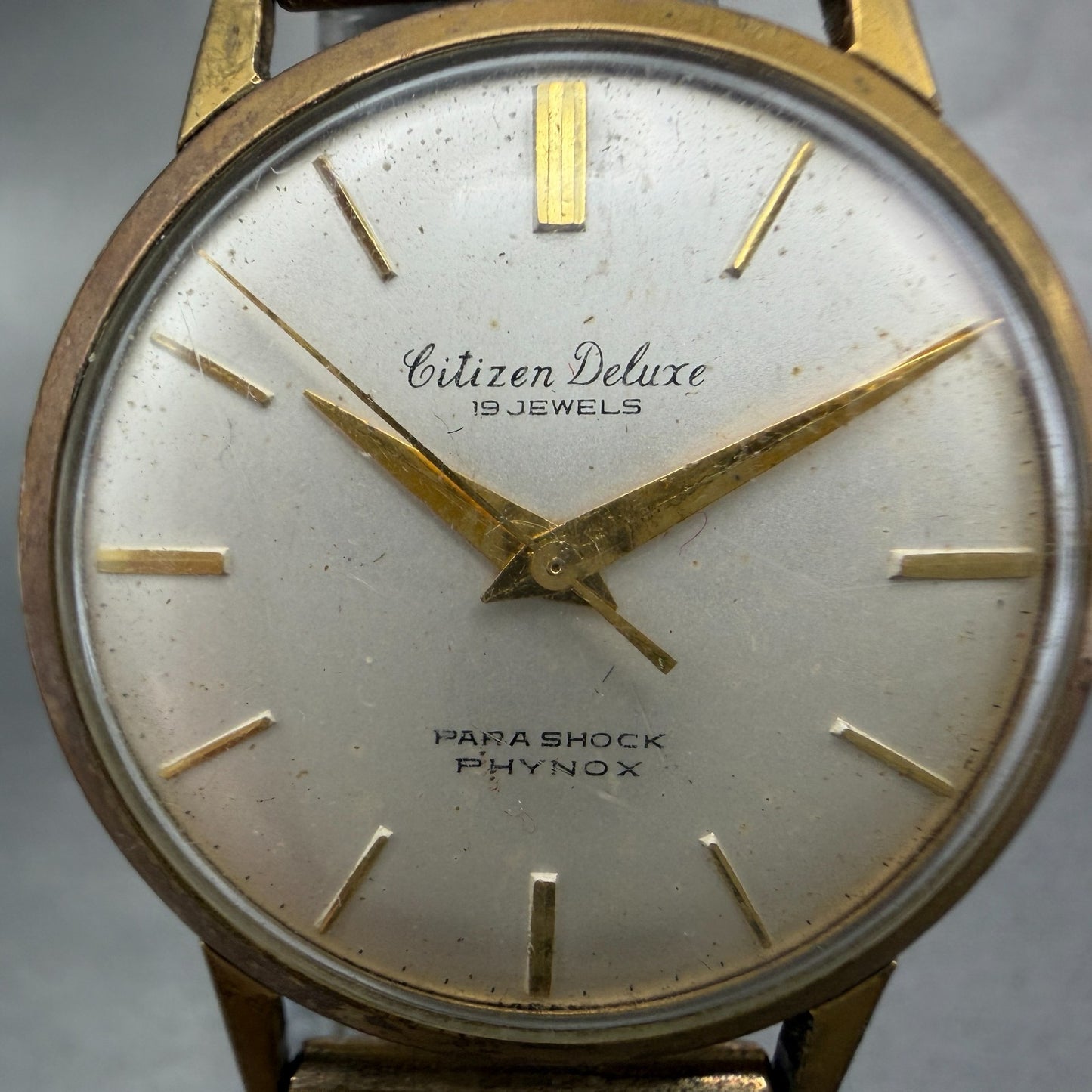 Citizen Deluxe Phynox Watch Men 34mm Silver Dial Gold Tone Manual 140809 PARTS2