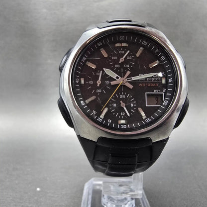 Casio Waveceptor WVQ-400 Watch Men 43mm Gray Dial Black Tone Date Solar Runs LD5