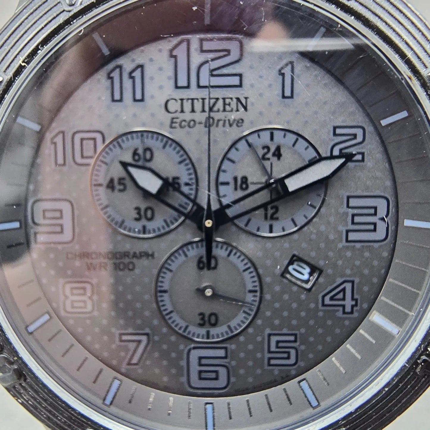 Citizen Eco-Drive Chronograph Watch Men 46mm Black Dial Black AT2205-01E Runs1