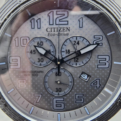 Citizen Eco-Drive Chronograph Watch Men 46mm Black Dial Black AT2205-01E Runs1