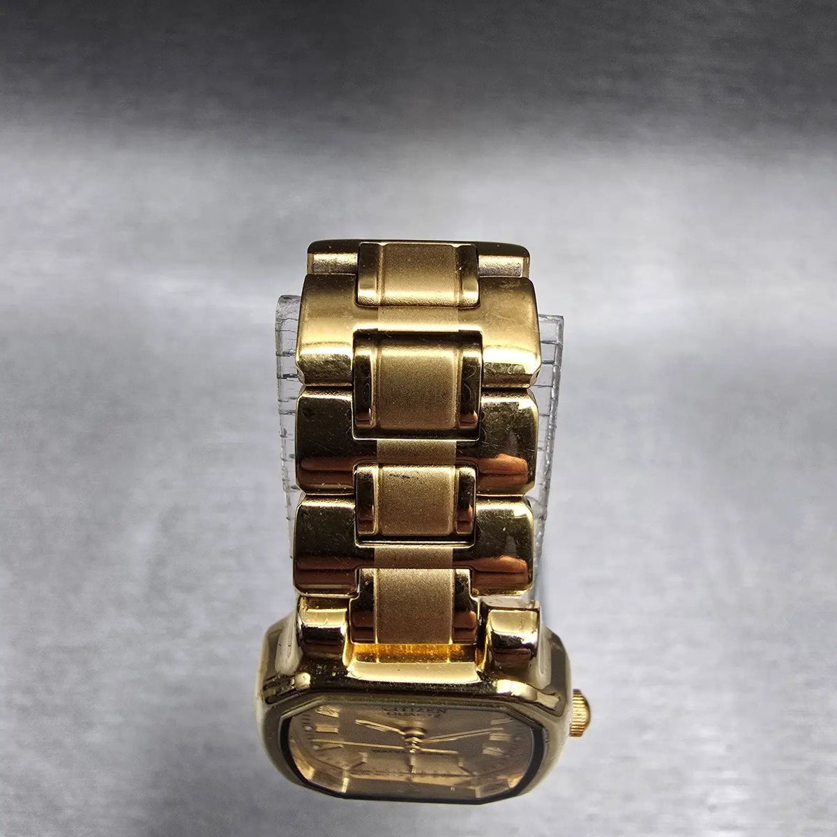 Citizen Watch Women 20mm Champagne Dial Gold Tone Rectangle 1032-B00829 New Batt4