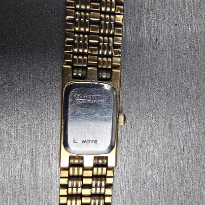 Bulova Watch Women 14mm Gold Dial Gold Tone Rectangle 97P13 New Battery JP2310