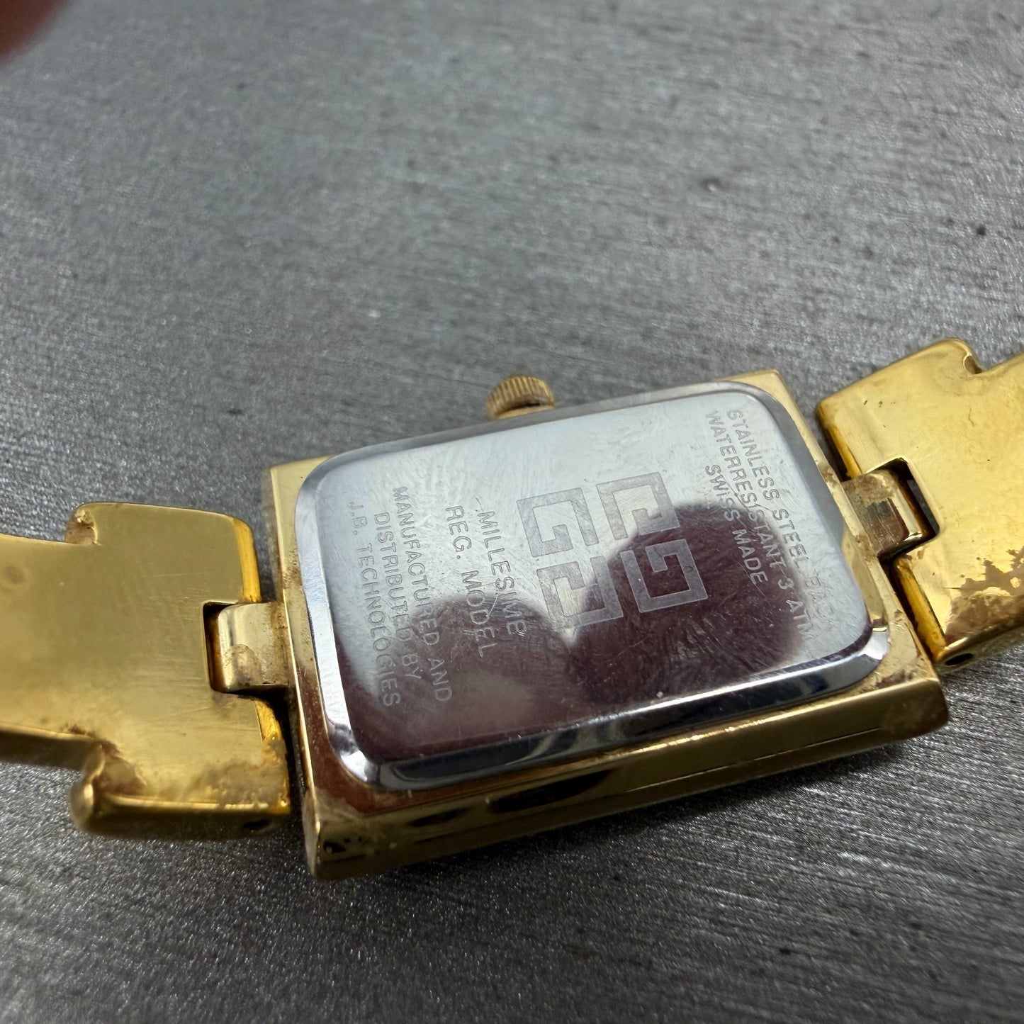 Givenchy Tank Watch Women 17mm Blue Dial Gold Tone Rectangle New Battery9