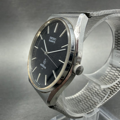 Seiko Emblem Watch Men 32mm Black Dial Silver Tone 4120-8010 New Battery2