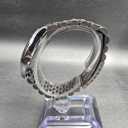 Seiko Alba Watch Men 34mm Luminous Dial Silver Tone Date V733-6C20 New Battery D6