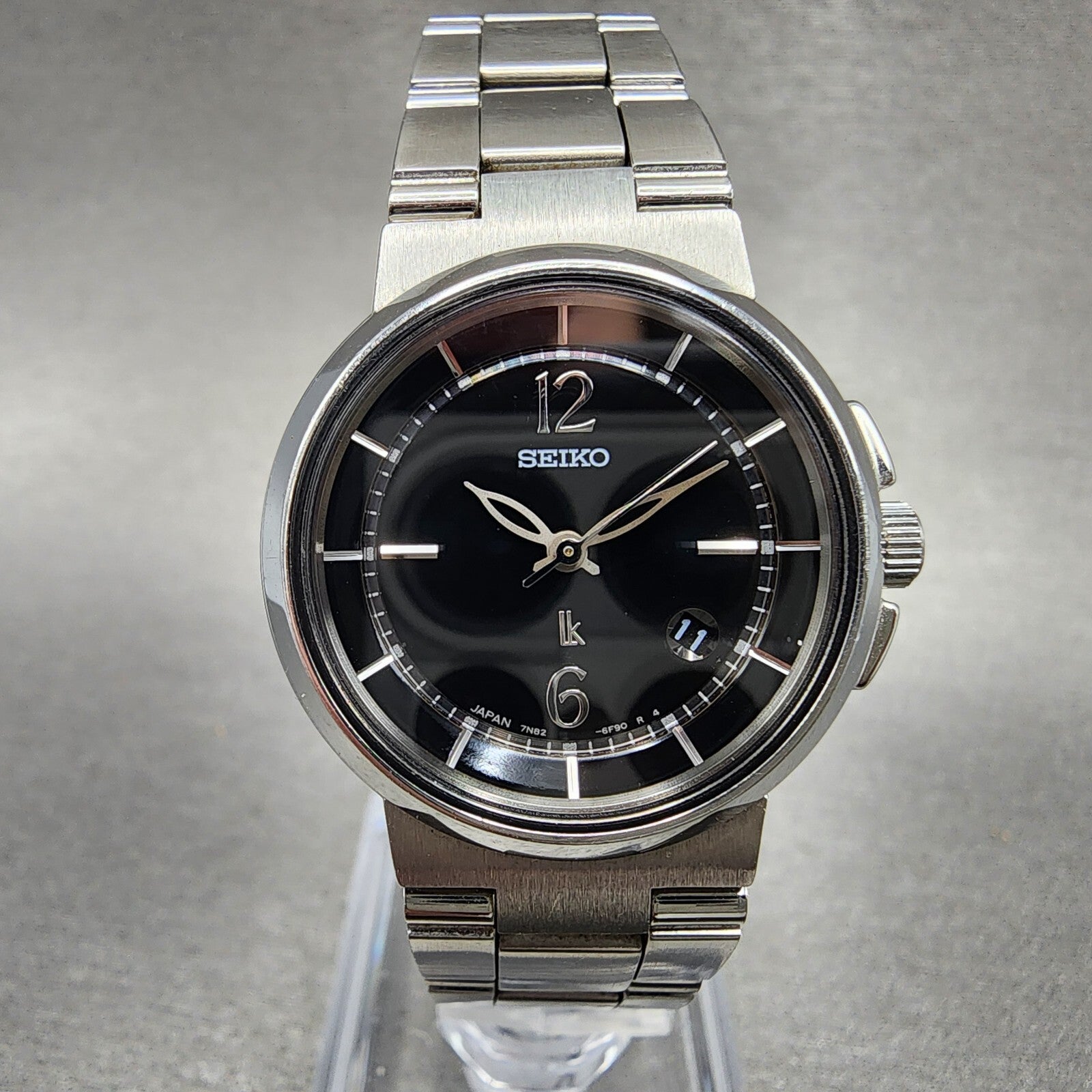 Seiko Lukia Watch Women 28mm Black Dial Stainless Steel Date Round New Battery0