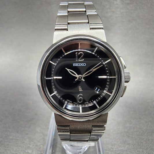 Seiko Lukia Watch Women 28mm Black Dial Stainless Steel Date Round New Battery0