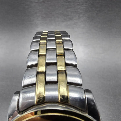 Citizen Eco-Drive Watch Men 35mm Black Dial Two Tone Daydate E100-K003091 Runs Q4