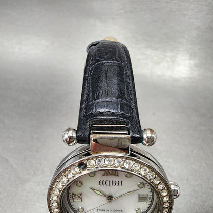 Ecclissi Watch Women 32mm MOP Dial Sterling Silver Round 22340 New Battery4