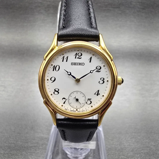 Seiko Watch Women 27mm White Dial Gold Tone Round 7N07-6010 New Battery Vintage0