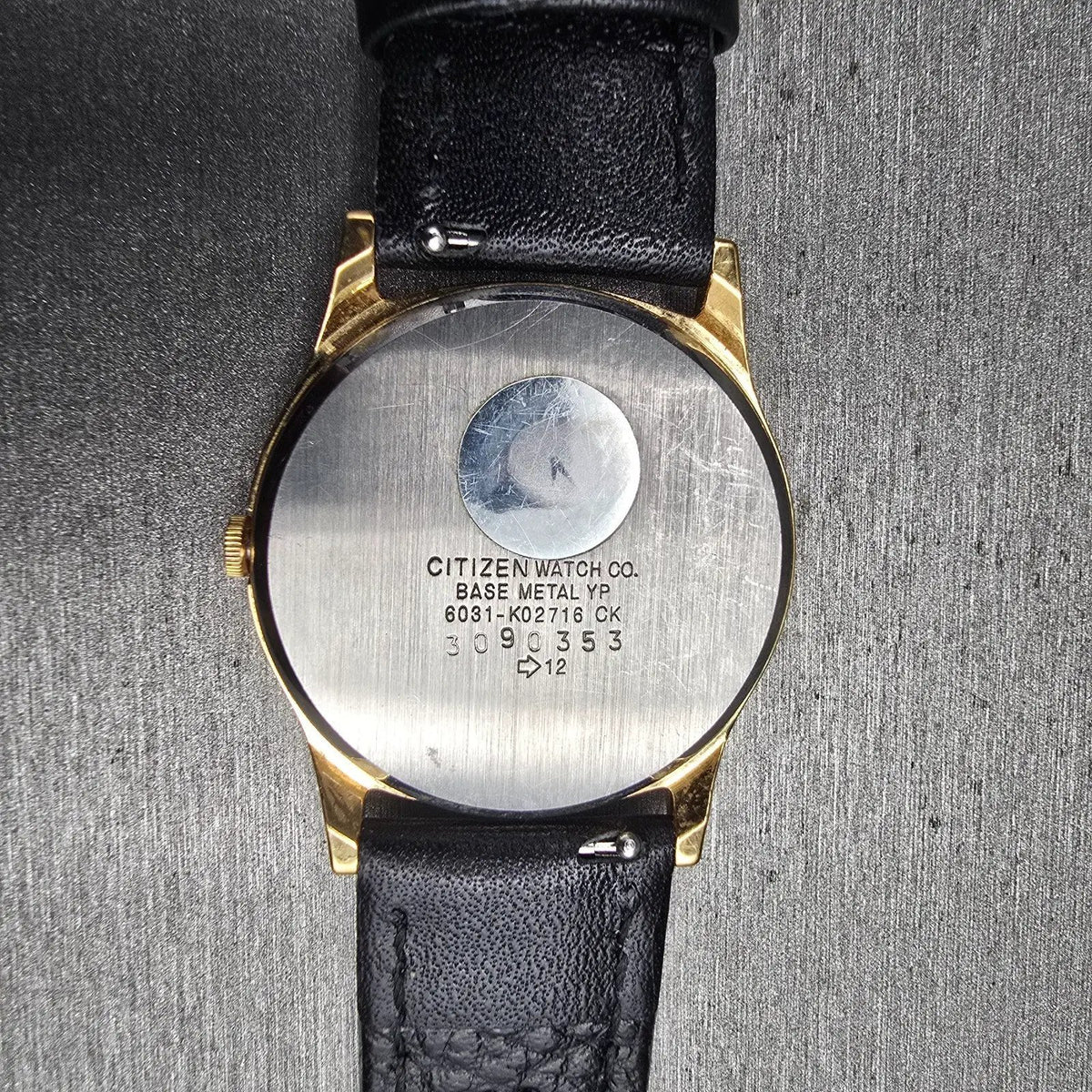 Citizen CQ Watch Men 32mm Black Dial Gold Tone Round 6031-K02716 New Battery JP11