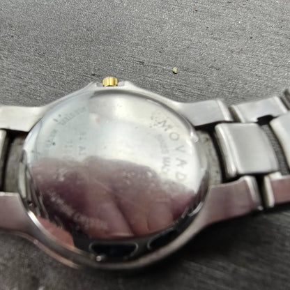 Movado Meza Watch Women 26mm Black Dial Two Tone Round 81 A1 1851 New Battery S9
