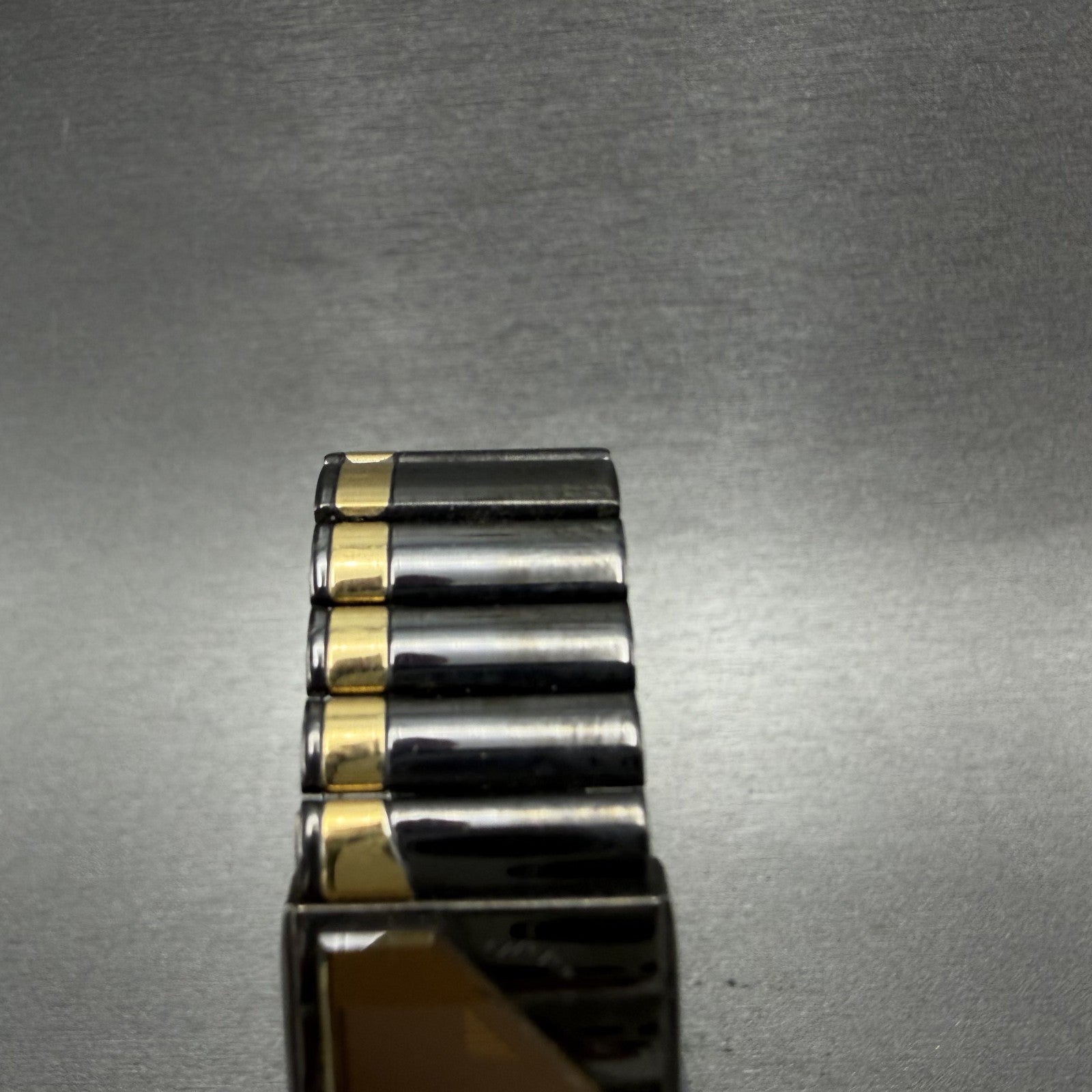Seiko Half Moon Watch Women 17mm Gold Dial Gold & Black Tone 2P205K02 New Batt4
