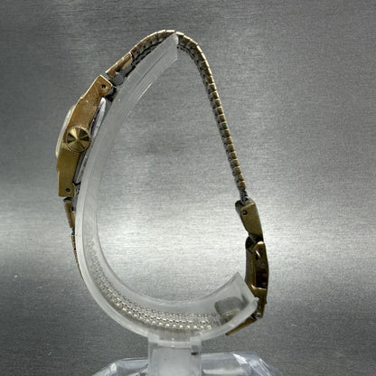 Seiko Watch Women 15mm Champagne Dial Gold Tone Manual Rectangle 11-3389 Runs6