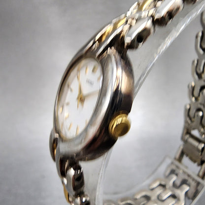 Seiko Watch Women 22mm White Dial Two Tone Round 1N010H39 New Battery2