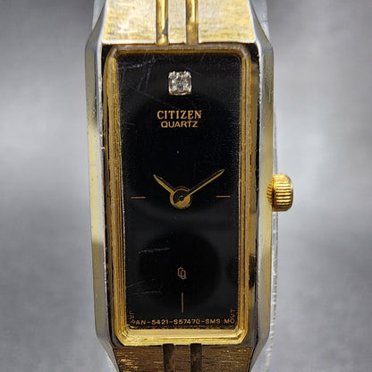 Citizen Tank Watch Women 13mm Black Dial Black Tone Rectangle New Battery1
