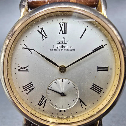 Citizen Lighthouse Watch Men 33mm Silver Dial Gold Tone 6045-G03855 New Battery2