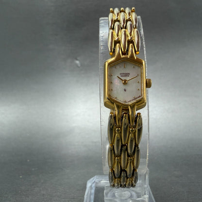 Citizen CQ Watch Women 13mm MOP Dial Gold Tone Hexagon 2250-S12576 New Battery5