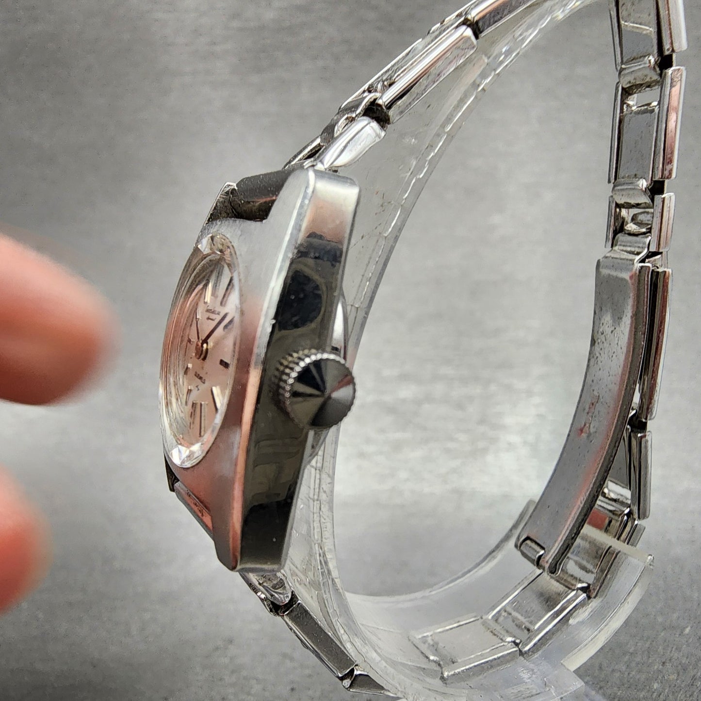 Seiko Solar Special Watch Women 20mm Silver Dial Silver Tone Rectangle READ!!!!2